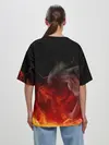 Женская футболка оверсайз / Аста в маске огонь и пламя