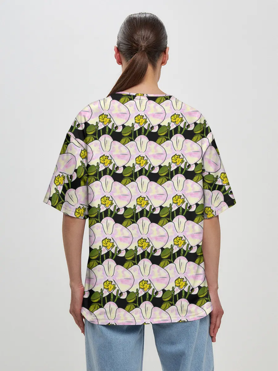 Женская футболка оверсайз / Заросли орхидей