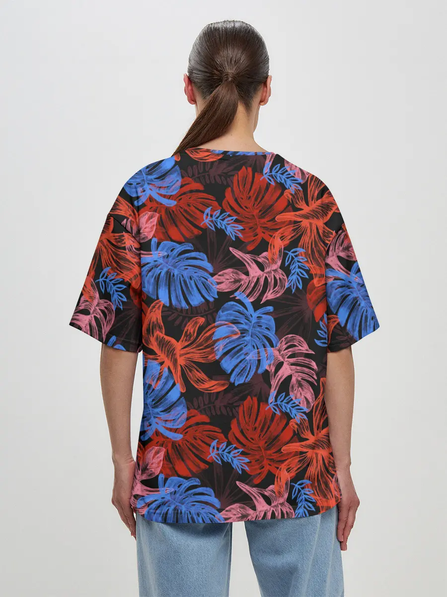 Женская футболка оверсайз / Неоновые Тропики
