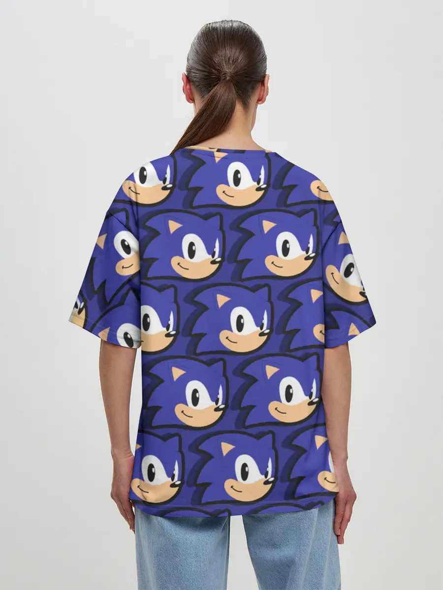 Женская футболка оверсайз / Sonic pattern