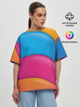 Женская футболка оверсайз / Candy rainbow