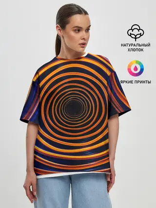 Женская футболка оверсайз / Круги неоновые