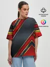 Женская футболка оверсайз / Black & Red 3D