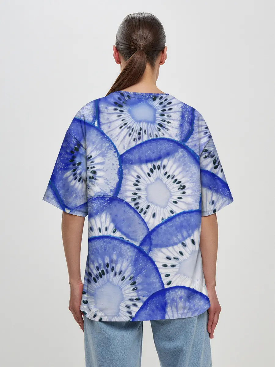 Женская футболка оверсайз / Синий Киви