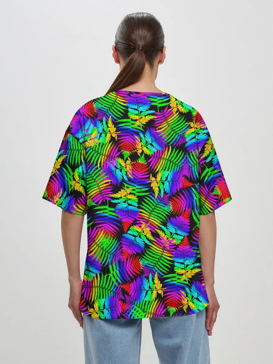 Женская футболка оверсайз / Неоновый папоротник