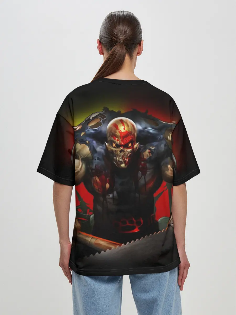 Женская футболка оверсайз / Five Finger Death Punch Skull