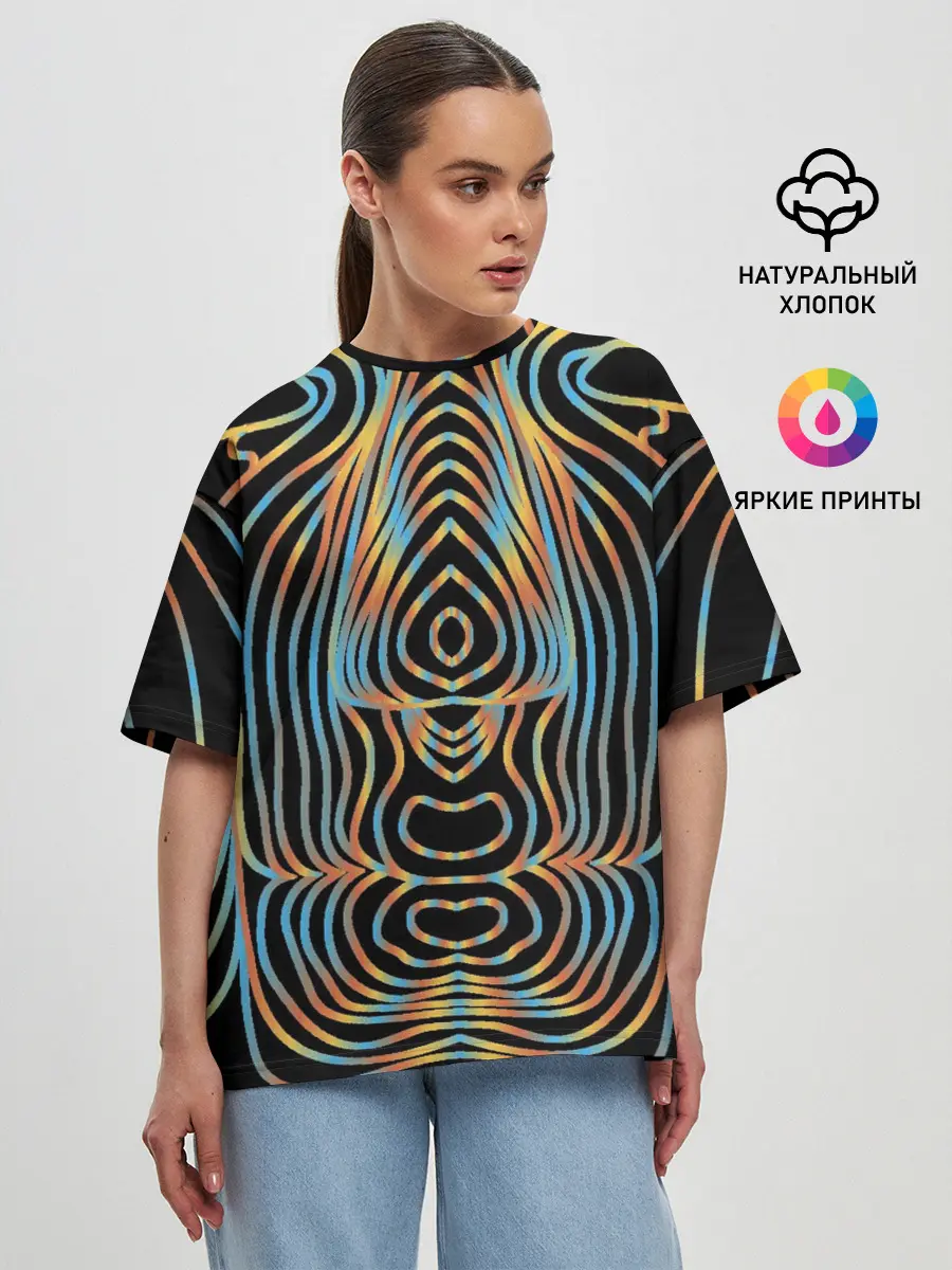 Женская футболка оверсайз / Неоновое свечение