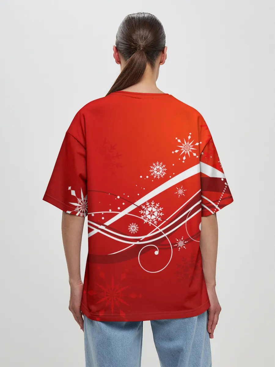 Женская футболка оверсайз / Отель хазбин Новогодний