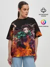 Женская футболка оверсайз / Kimetsu no Yaiba в огне