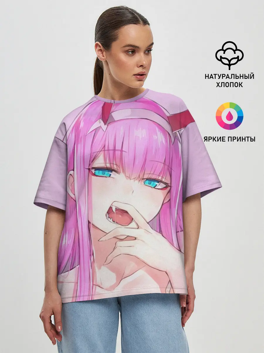 Женская футболка оверсайз / ахегао зеро ту