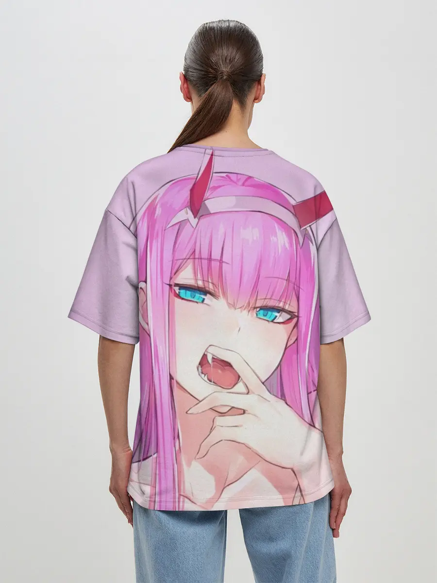 Женская футболка оверсайз / ахегао зеро ту