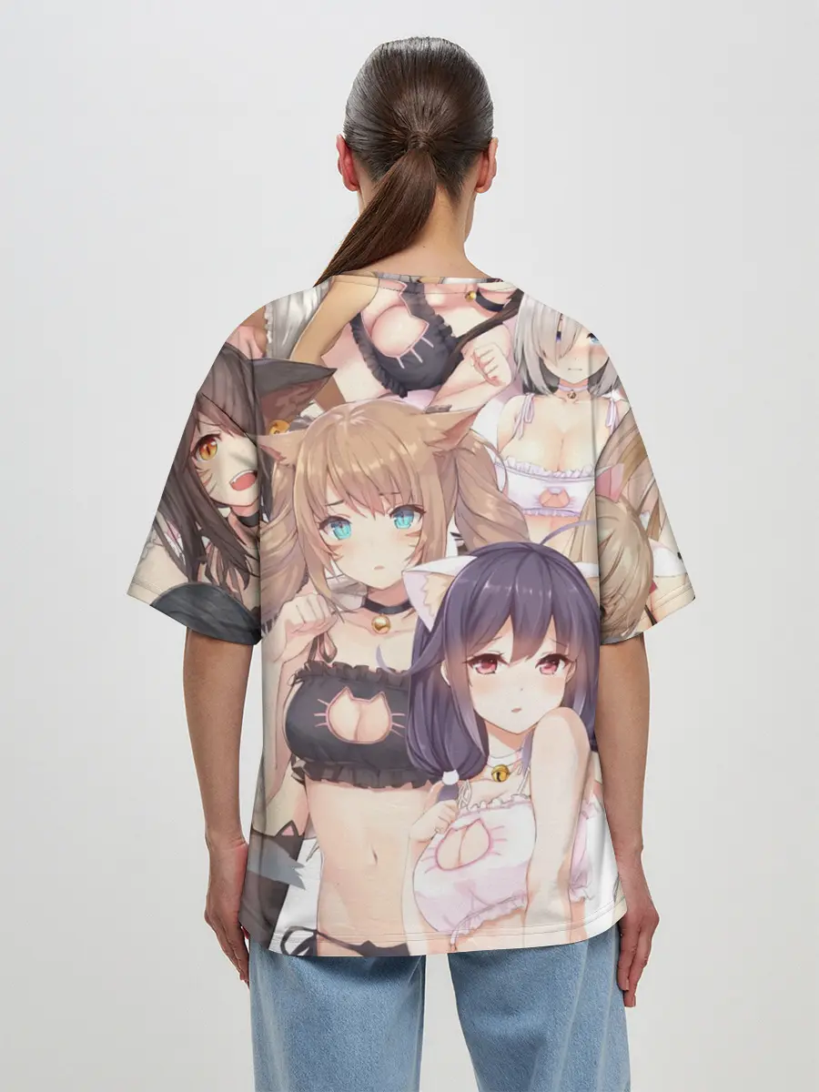 Женская футболка оверсайз / Эччи гарем