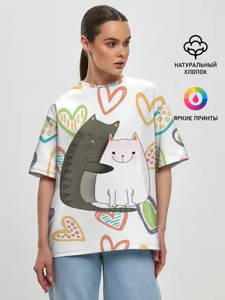 Женская футболка оверсайз / Сладкая парочка