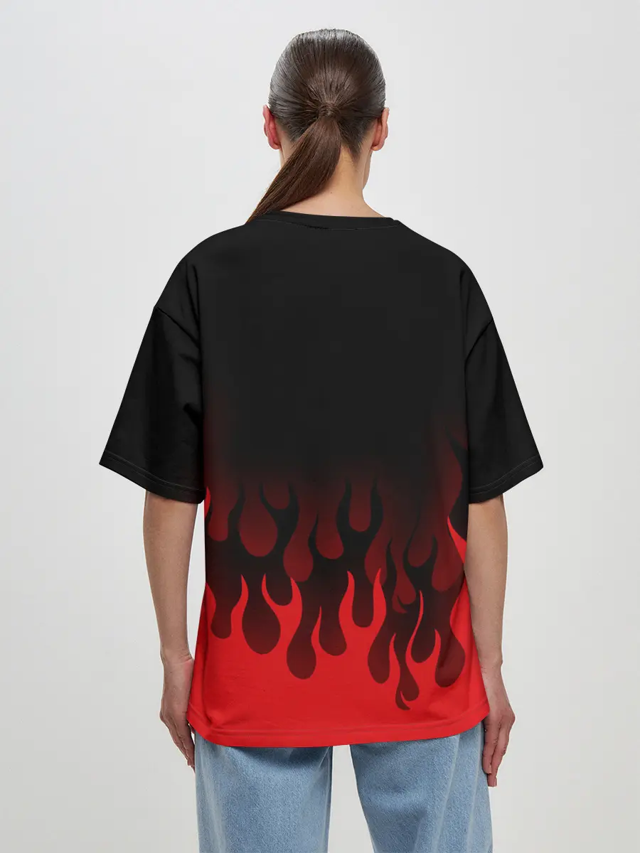 Женская футболка оверсайз / Монокума despair горит