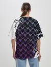 Женская футболка оверсайз / Монокума на фиолетовом паттерне