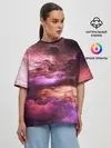 Женская футболка оверсайз / закат абстракция