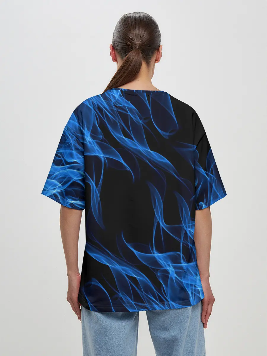 Женская футболка оверсайз / BLUE FIRE FLAME