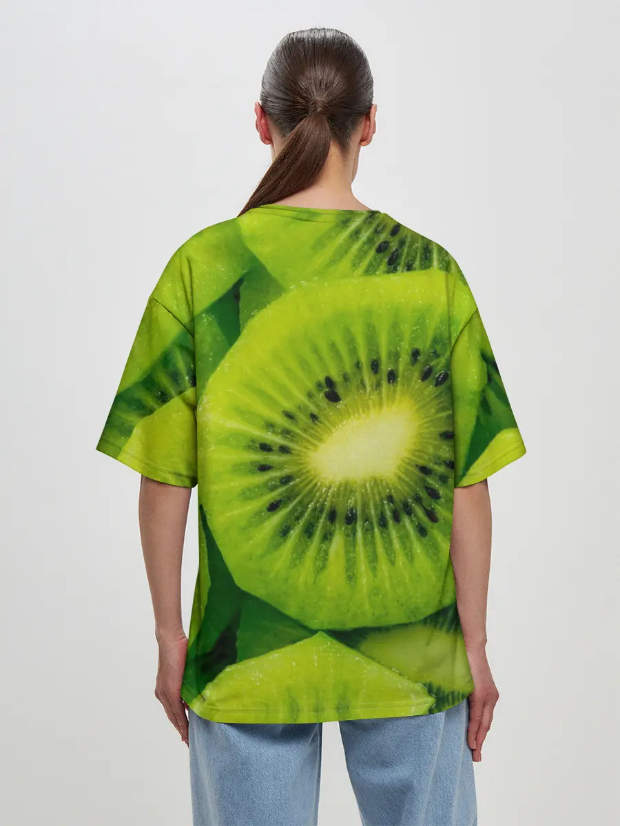 Женская футболка оверсайз / Зеленый киви