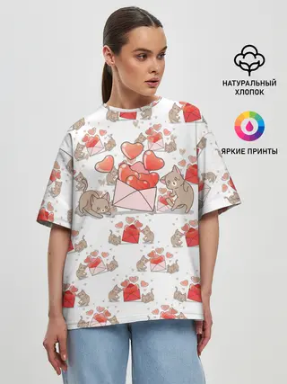 Женская футболка оверсайз / Котики