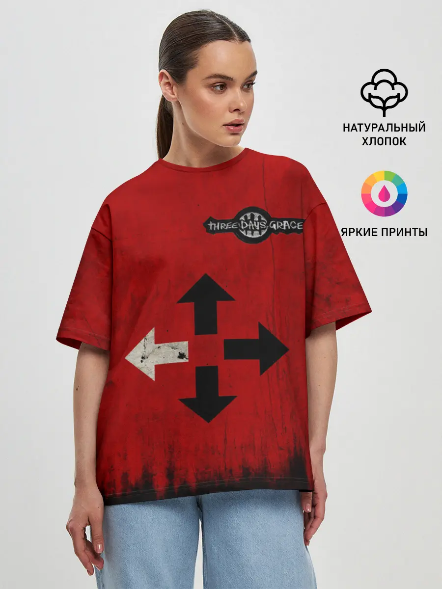 Женская футболка оверсайз / THREE DAYS GRACE RED