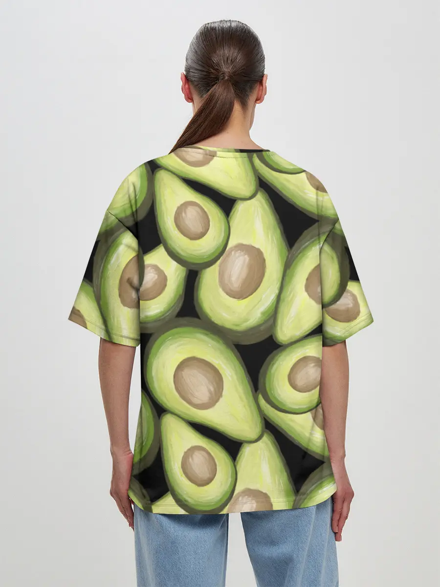 Женская футболка оверсайз / Avocado background