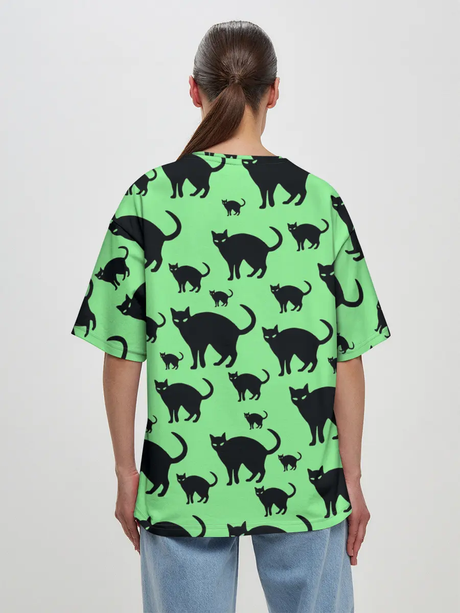 Женская футболка оверсайз / Кошки черные