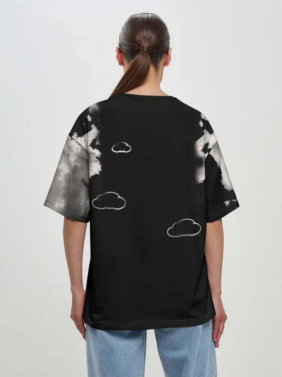 Женская футболка оверсайз / Грозовой, кошак