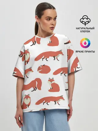 Женская футболка оверсайз / Лисий хвост