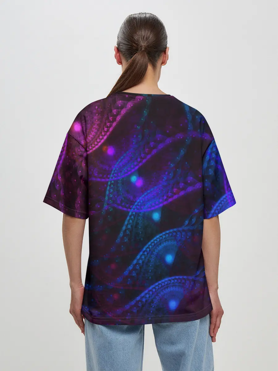 Женская футболка оверсайз / NEON FRACTAL