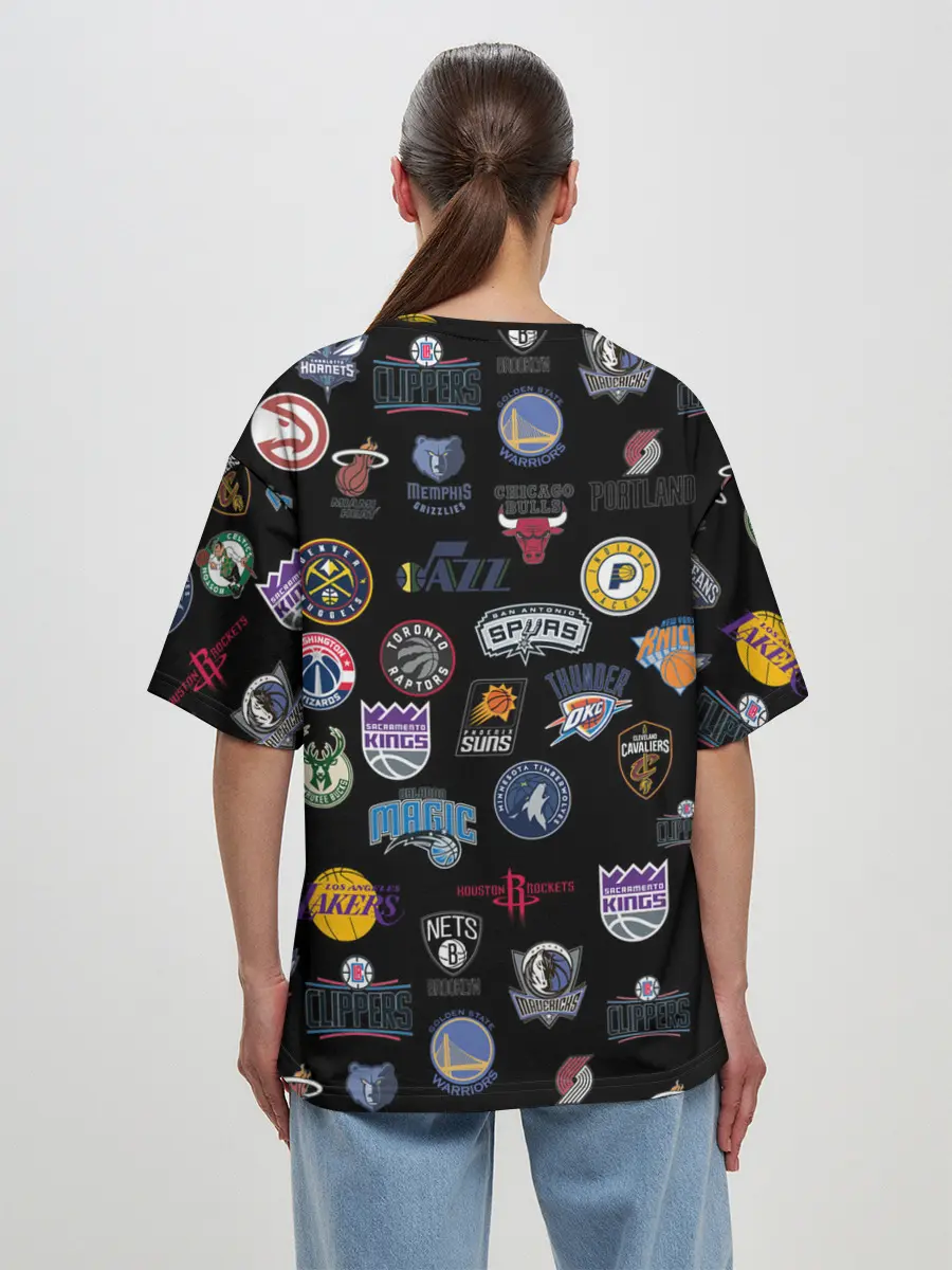 Женская футболка оверсайз / NBA Pattern | НБА Паттерн