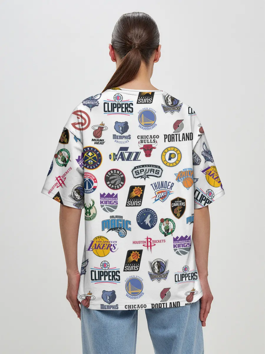 Женская футболка оверсайз / NBA Pattern | НБА Паттерн