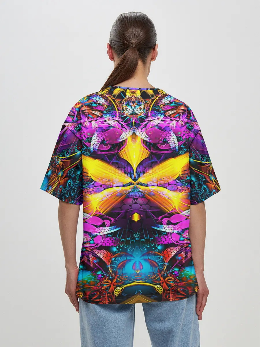 Женская футболка оверсайз / ФРАКТАЛЬНЫЕ ЦВЕТЫ