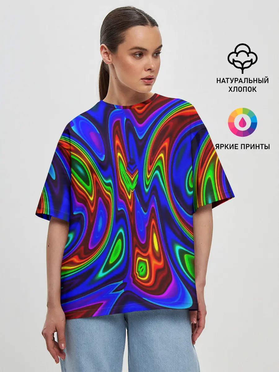 Женская футболка оверсайз / НЕОНОВЫЕ КРАСКИ
