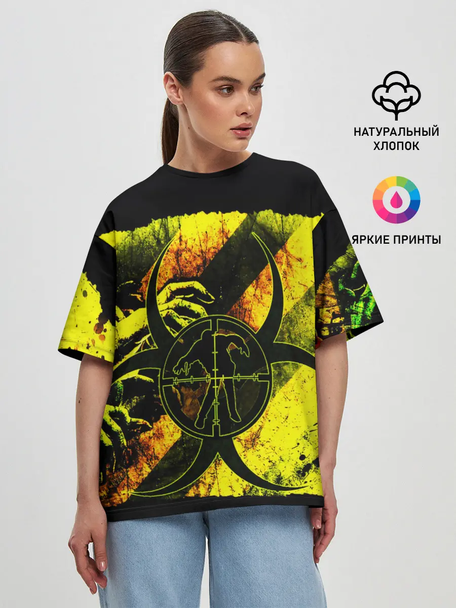 Женская футболка оверсайз / BIOHAZARD