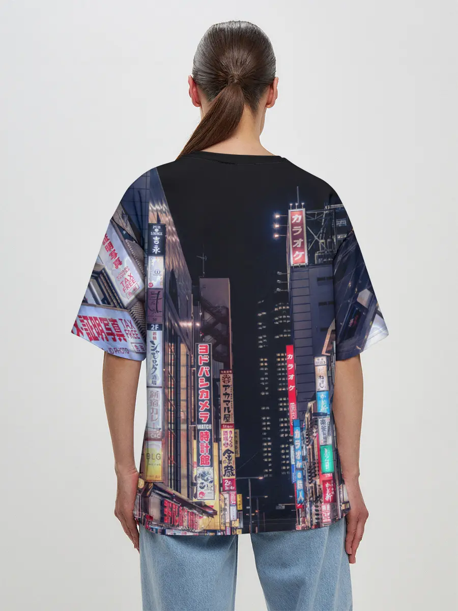 Женская футболка оверсайз / Ночной Токио