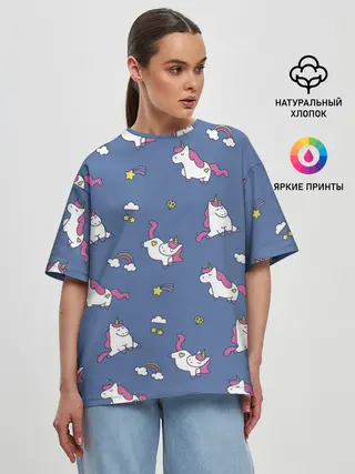 Женская футболка оверсайз / Сон единорога