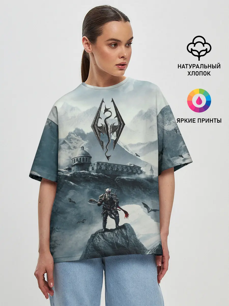 Женская футболка оверсайз / Skyrim Warrior