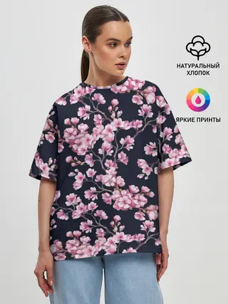 Женская футболка оверсайз / Сакура