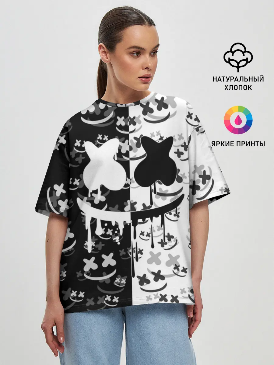 Женская футболка оверсайз / Fortnite & Marshmello