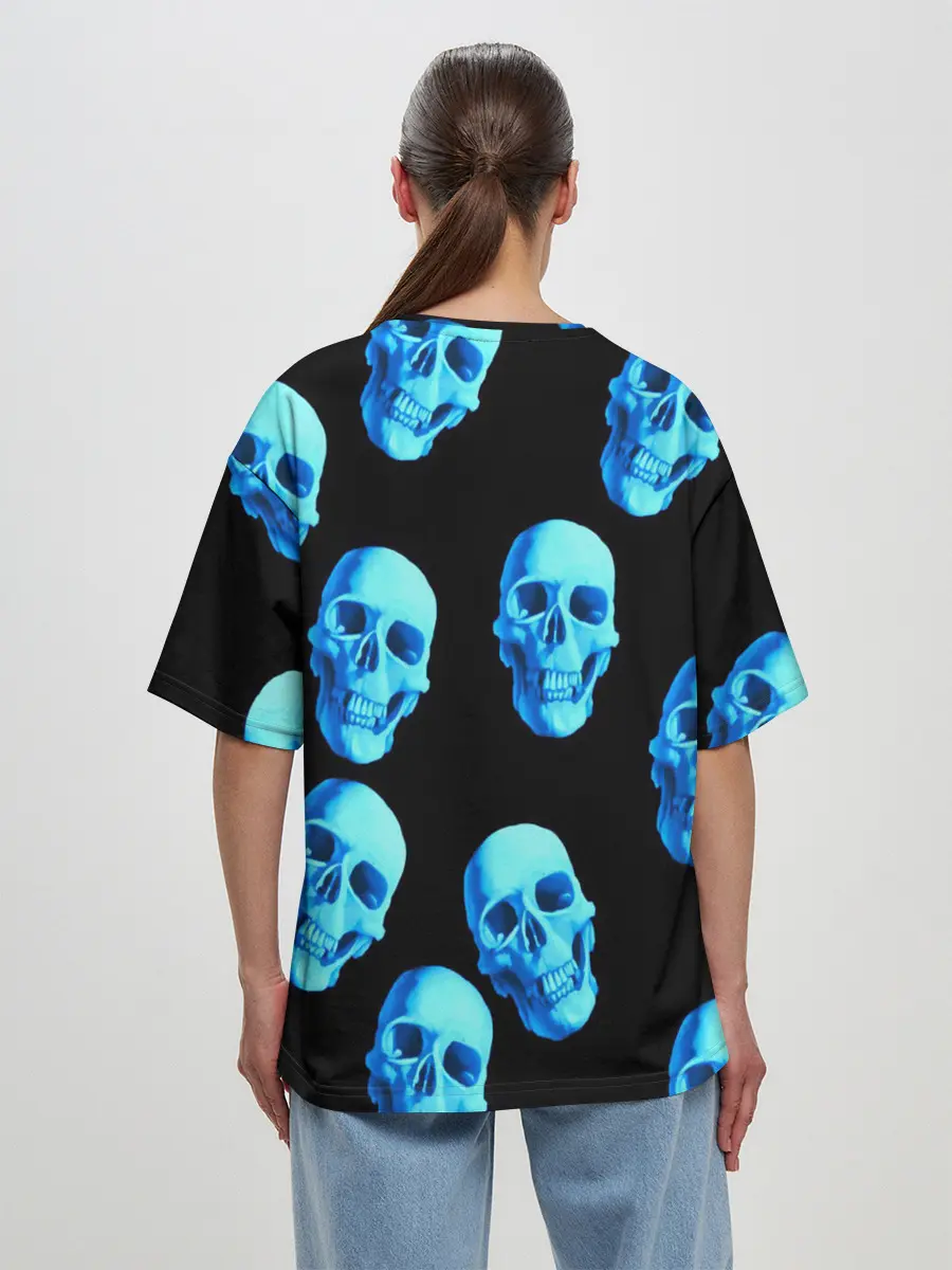 Женская футболка оверсайз / Черепа стиль