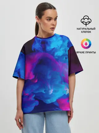Женская футболка оверсайз / НЕОНОВЫЙ ДЫМ