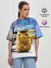 Женская футболка оверсайз / Детектив Пикачу
