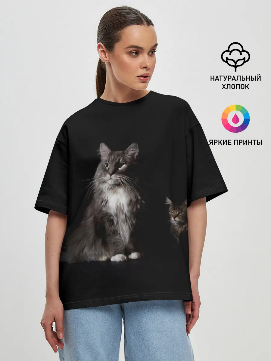 Женская футболка оверсайз / Котики