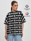 Женская футболка оверсайз / PLAYBOY PATTERN | ПЛЕЙБОЙ ПАТТЕРН
