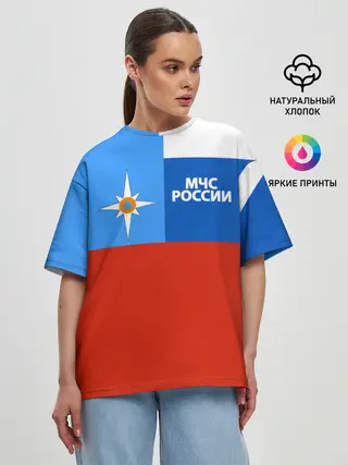 Женская футболка оверсайз / Флаг МЧС России