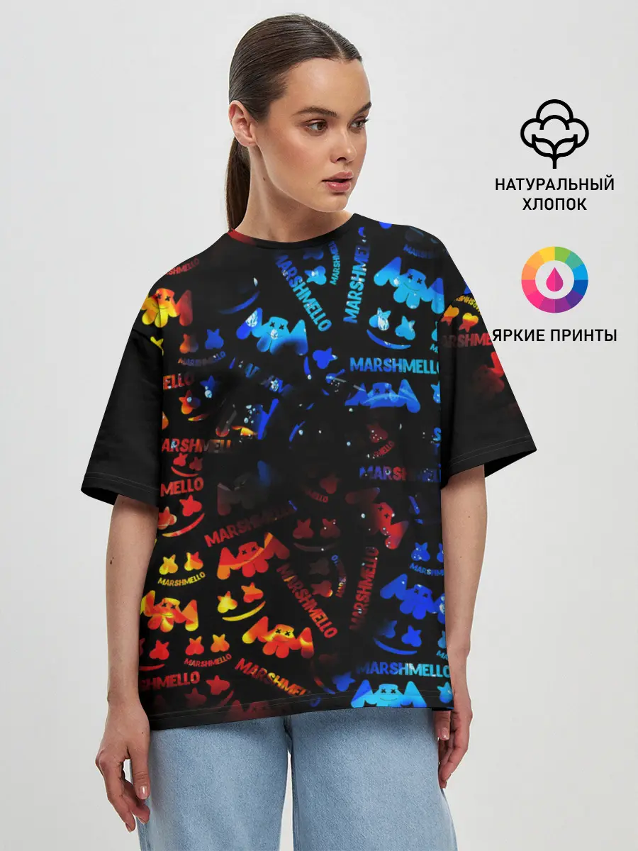 Женская футболка оверсайз / MARSMELLO FIRE