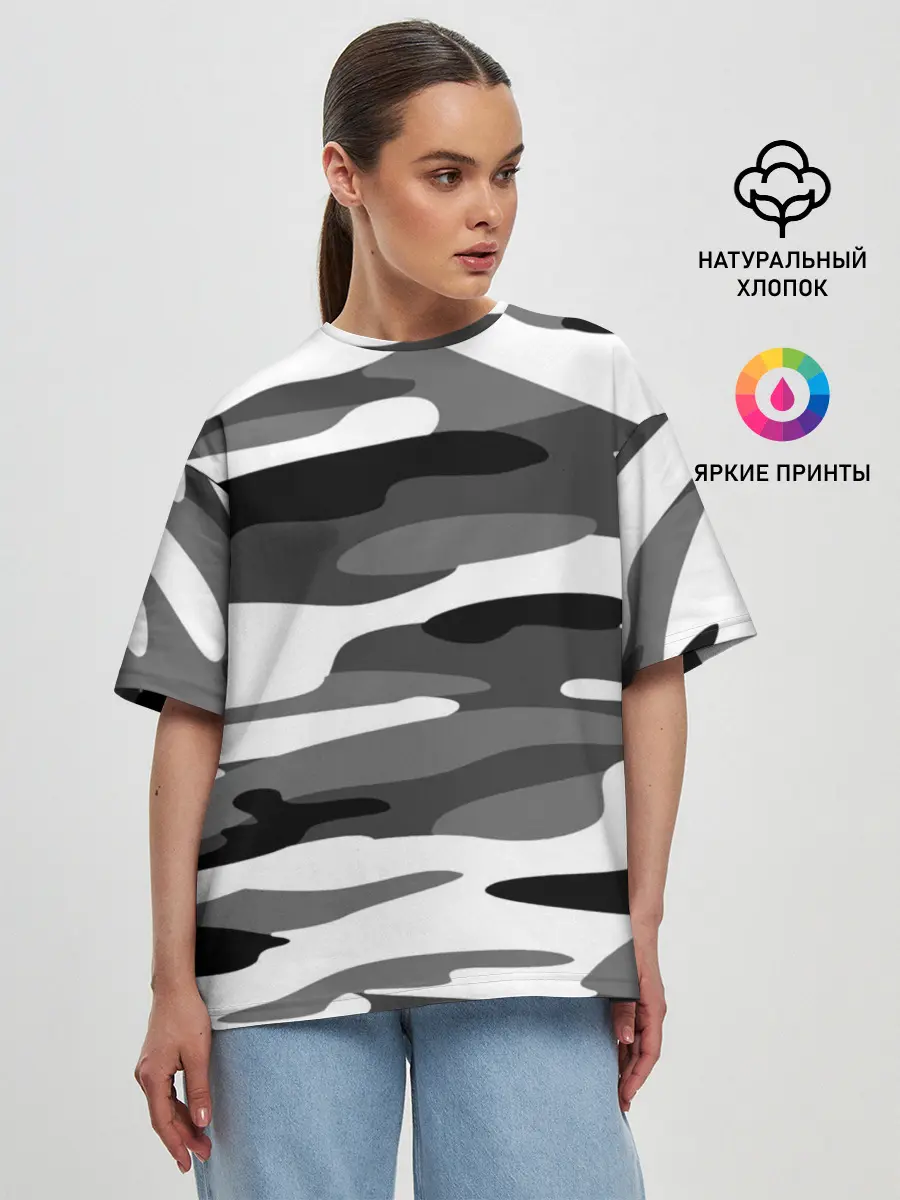 Женская футболка оверсайз / Камуфляж Sabaton без лого