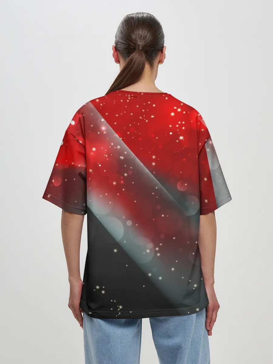 Женская футболка оверсайз / Red & Black