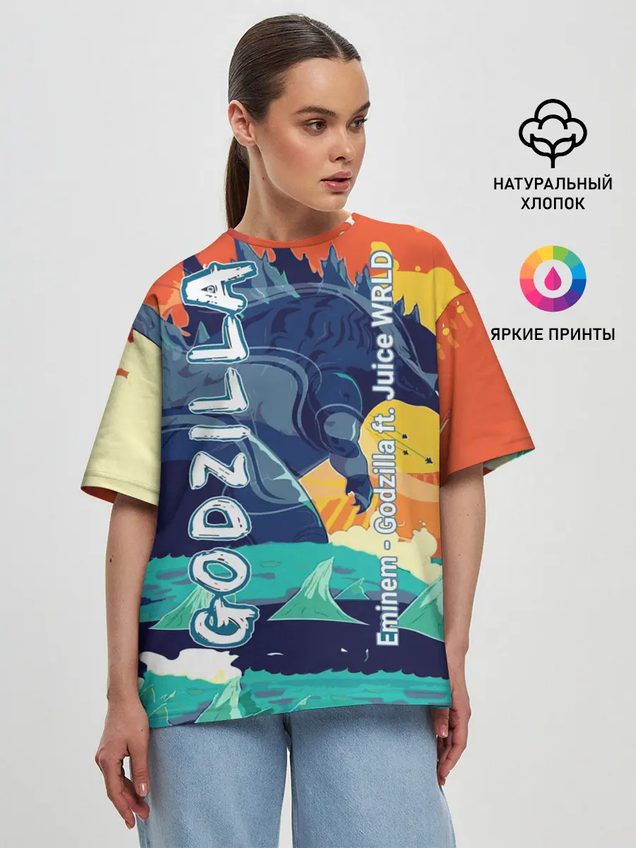 Женская футболка оверсайз / Eminem и Juice WRLD