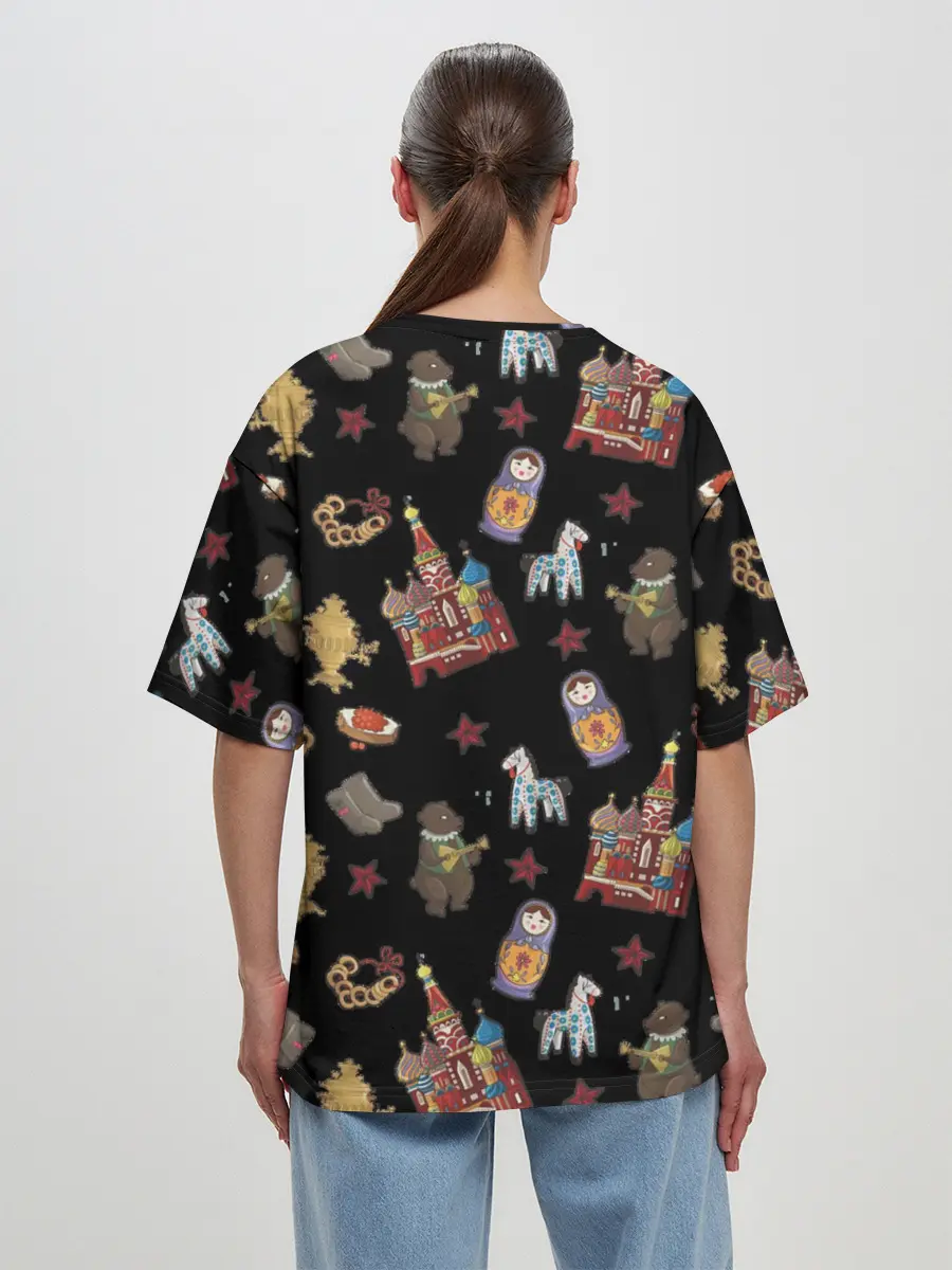 Женская футболка оверсайз / Москва символика